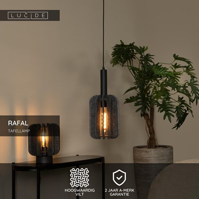 Lucide RAFAL - Tafellamp - Ø 23 cm - 1xE27 - Grijs